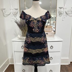 foxidox Black Georgina Off The Shoulder Lace Mini Dress Sz 6 Formal Wedding